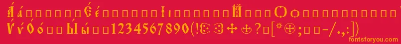 フォントOrthodox.TtEroosР Р°Р·СЂСЏРґРѕС‡РЅС‹Р№ – 赤い背景にオレンジの文字